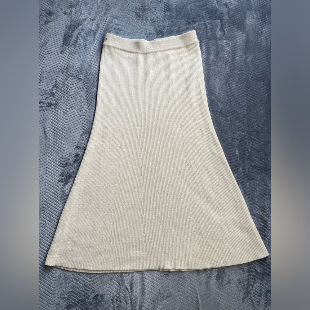 Cuyana‎ 100% Baby Alpaca Fit and Flare Skirt Cream Ivory Large